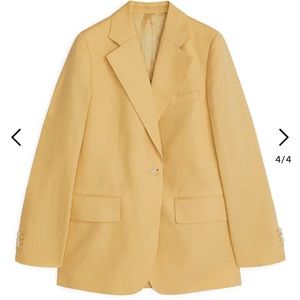 Arket Cotton Linen Mustard Yellow Blazer